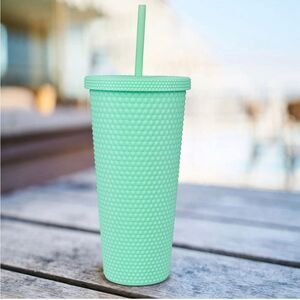 Studded Water Tumbler Cup with Lid and Straw, Studded BPA Free Leak Proof 24 oz
